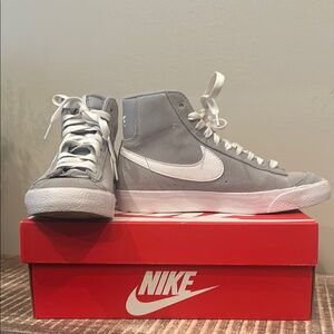 Nike Gray and White High-Top Sneakers
